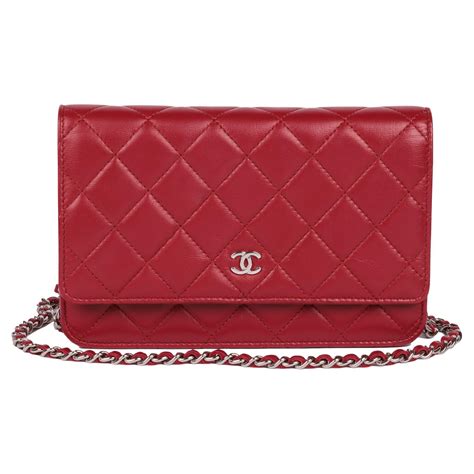 chanel wallet on chain red